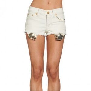 Affliction Vicki White Denim w/ Gold Sequin Pockets Women’s Size 31